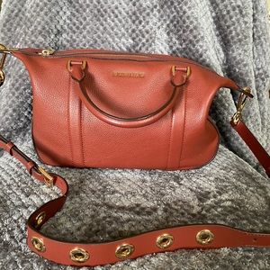 MK Rust Color Large Pebbled Leather Satchel